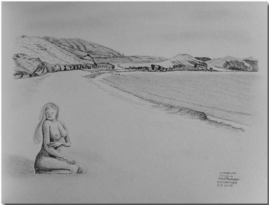 115.Skizze, Caleta del Congrio, Playa Papagayo, Lanzarote /Spanien
