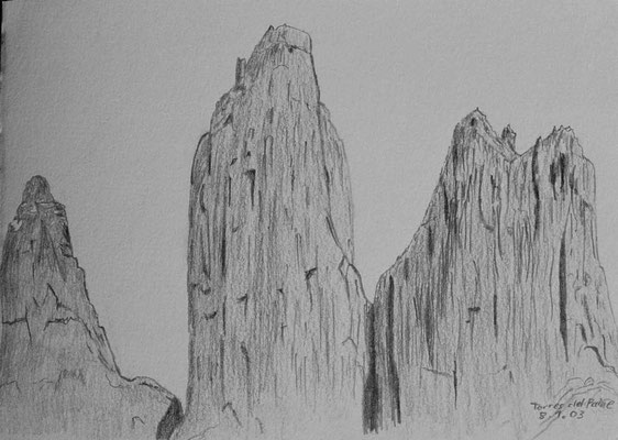 026.Skizze, Torres del Paine /Chile