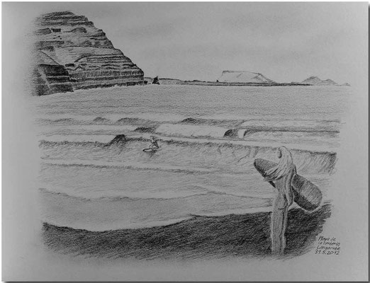 112.Skizze, Playa de la Canteria, Lanzarote /Spanien