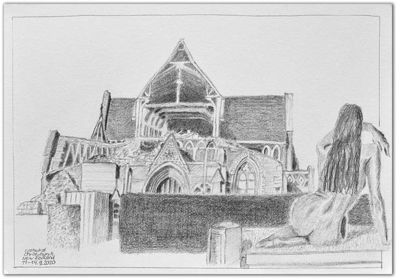249.Skizze.Cathedral.Christchurch. New Zealand