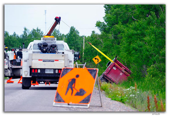 CA1146.Greater Sudbury.Dumptruck in the ditch