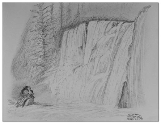 122.Skizze.Tsusiat Falls,West Coast Trail.Vancouver Island.Canada