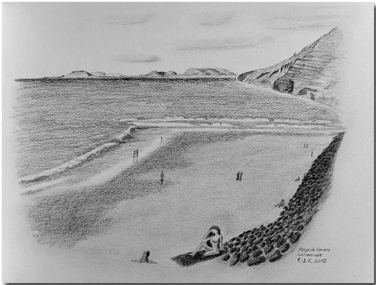 113.Skizze. Playa de Famara, Lanzarote /Spanien