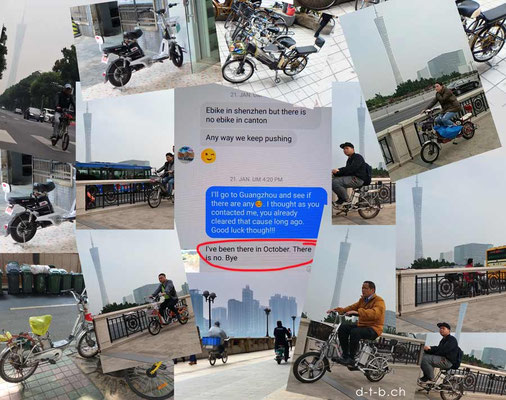CN.E-Bikes in Guangzhou were there were apparently NO E-BIKES and they are forbidden there.