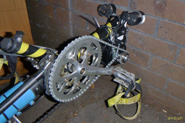 NZ: Solatrike Vordermotor mit Kette verbunden