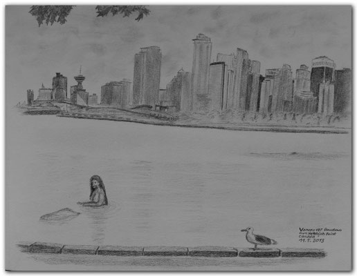 123.Skizze.Vancouver Downtown from Hallelujah Point.Canada