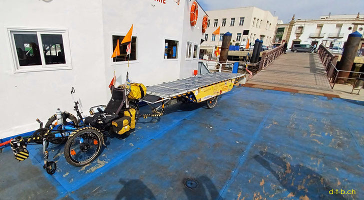 ES: Solatrike on the Ferry from Spain to Portugal