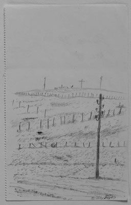  „Bure“     November 1998  15x9.5 cm  Bleistift auf Papier  Skizze während eines Militärdienstes. 