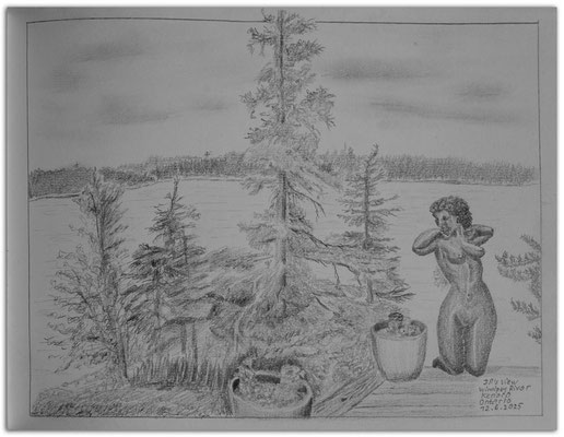 276.Skizze.J.P's View, Winnipeg River, Kenora, Ontario, Canada