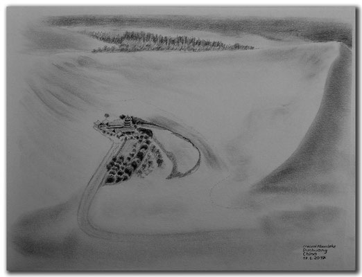 172.Skizze.Crescent Moon Lake,Dunhuang.China