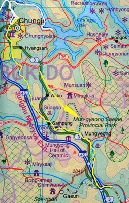 Tag 275: Chungju - Mungyeong (Karte)