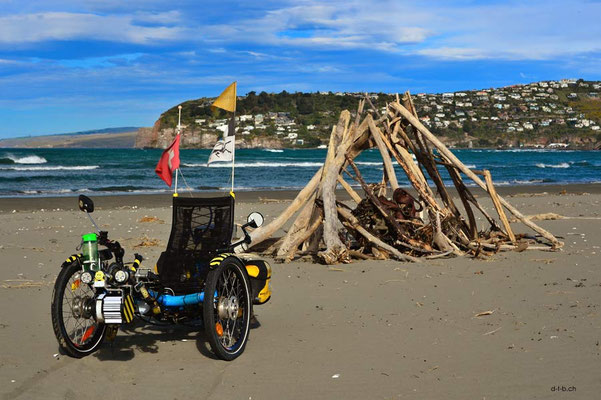 NZ: Solatrike am Strand von Southshore, Christchurch