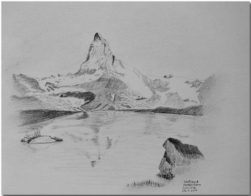 108.Skizze, Stellisee & Matterhorn /Schweiz