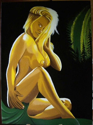 Frau gemalt mit fetter Farbe