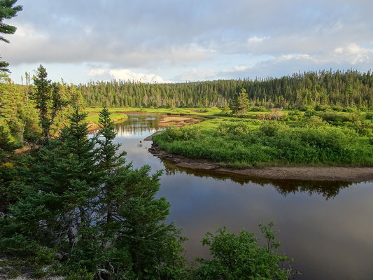 Unterwegs im Terra Nova Nationalpark: Abendstimmung am Fluss.