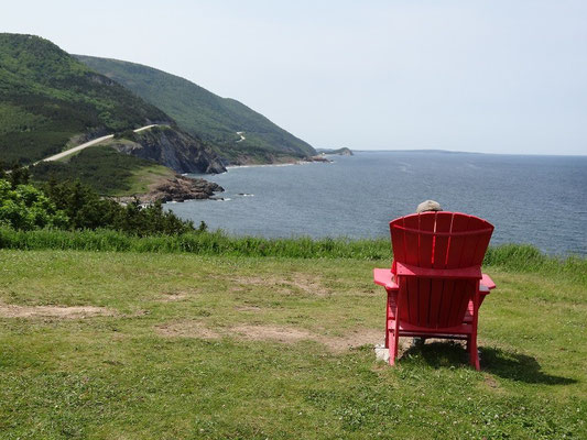 Cape Breton Highlands National Park: Rastplatz mit Aussicht am Cabot Trail.