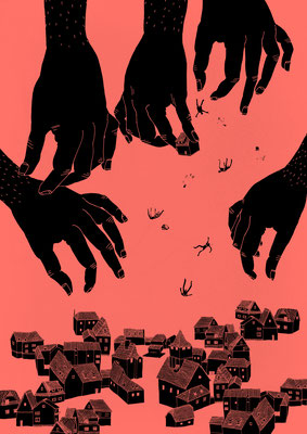 Plakat zum Thema Menschenrechte aus dem Kurs Illustration, geleitet von Katharina Gschwendtner an der TH Nürnberg