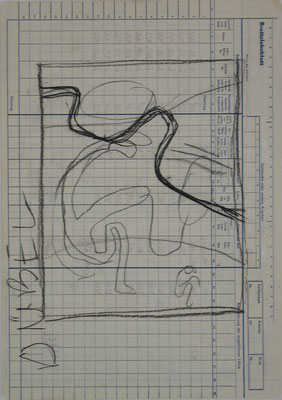ÜBEL, Zeichnung, Graphit auf Lohnblatt, 1987