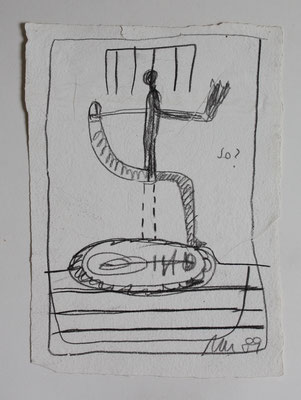 Standbein, Zeichnung, Graphit auf handgeschöpftem Papier, 1989
