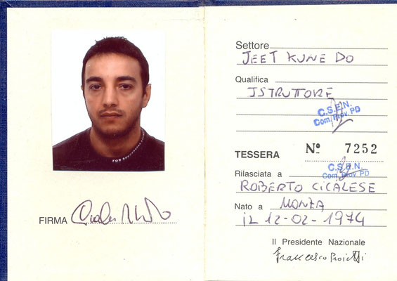 Tesserino Tecnico JKD e F.M.Arts CSEN