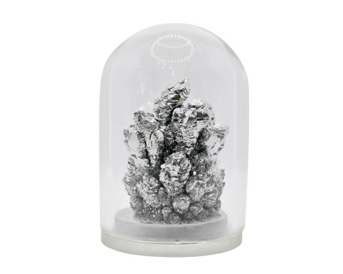 antimony metal crystal clusters shiny argon sealed domes, antimony metal dome, antymony metal domes, antimony crystals, antimony metal sample for collection