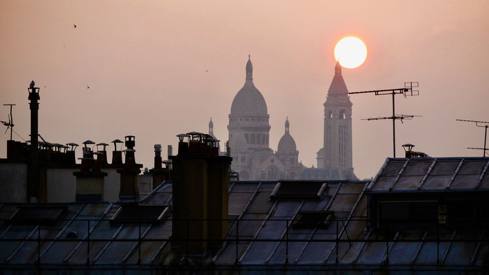 Sunset, Le Sacré Coeur, depuis Parodi, 75010 Paris, F