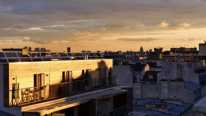 Sunset, Panthéon depuis Parodi, 75010 Paris, F,