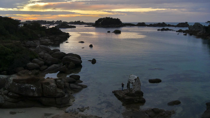 Photo souvenir, Sunset, Plage de Saint Guirec, Perros Guirec, Bretagne, F,