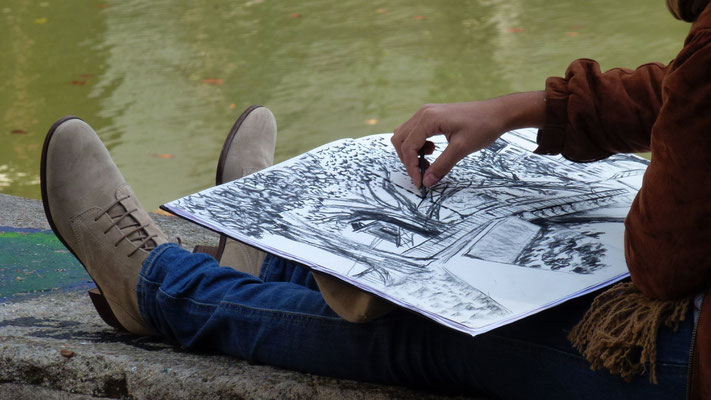 Dessinatrice, écluse, Quai de Valmy, Canal Saint Martin, 75010 Paris, F,  P1010205.JPG