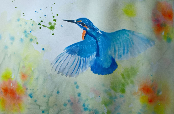 Eisvogel, gemalt von Brigitte Huber