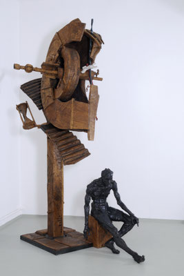 ZEITWEISE, Eiche/Bronze/Stahl, 300x200x180 cm, 2010