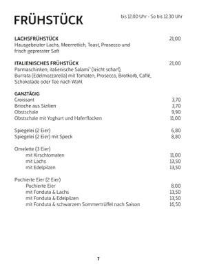 Speise- und Getränkekarte Adoro Gusto 2026
