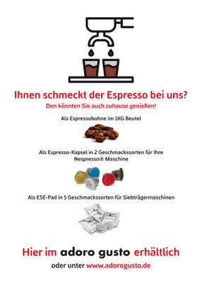 Speise- und Getränkekarte Adoro Gusto 2026