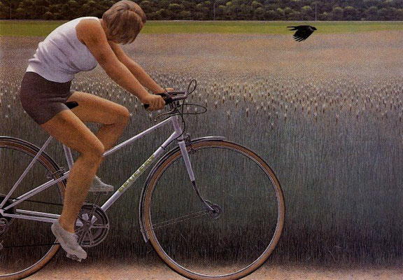 Alex Colville - Cyclist and Crow