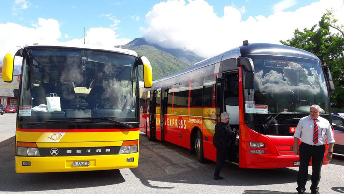 Die Schweiz mit dem Bus-Schiff, Bahn entdecken...