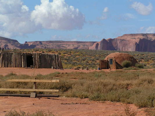 summer shade house & navajo hogan, monument valley; ut