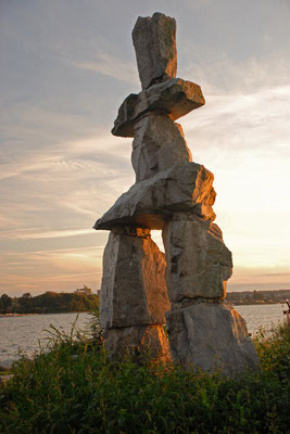 inukshuk, english bay beach, vancouver; bc