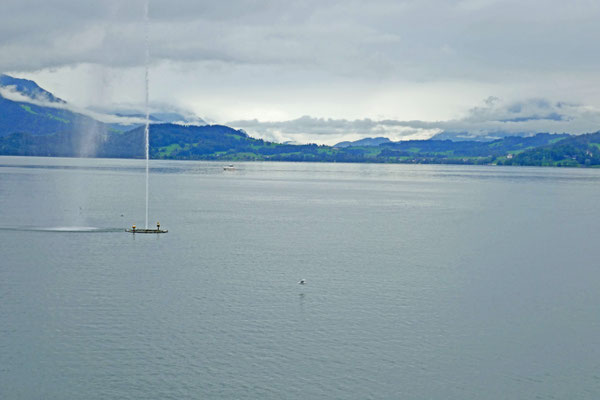 Zugersee mit Springbrunnen