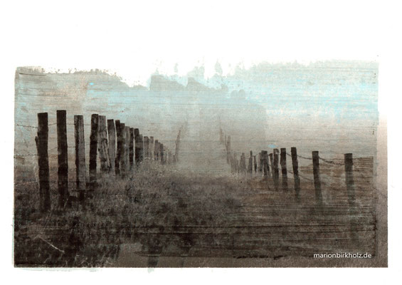 misty morning | monoprint and on painted paper