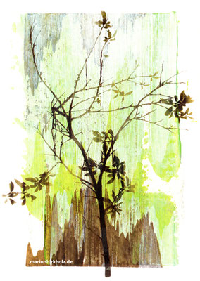 green stuff | monoprint and on painted paper