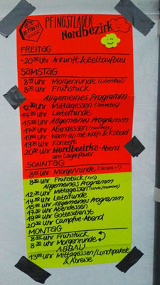 Ablaufplan des Lagers