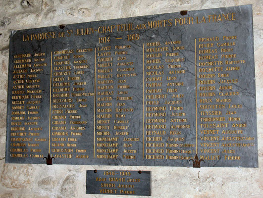 Plaque commémorative située dans l'église