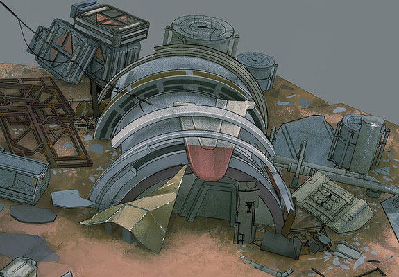 Die kleineren "Wellblechhütten" in Quarries Umgebung stammen von den Flügeln der ARC-170 Jäger aus The Clone wars
