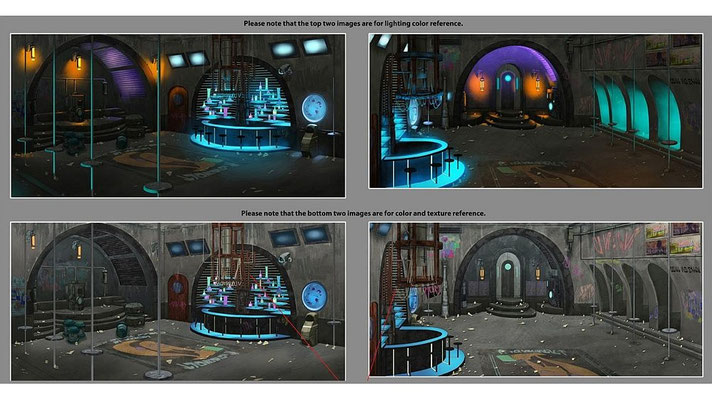 Der zwielichtige Coruscant Bar ist ein Design, das aus dem The Clone Wars Film stammt - es ist Ziros Thronsaal. Concept Art von Randy Bantog