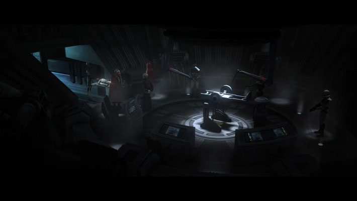 Der Untersuchungsraum gleicht dem aus Episode III, in dem Anakin Skywalker operiert wurde.