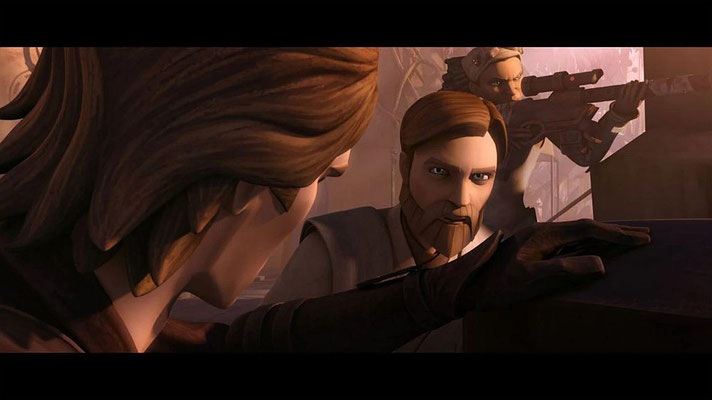 Obi-Wan erinnert Anakin an ihr Mandat auf Onderon. Dies klingt ähnlich, wie Qui-Gon Jinn seine Rolle als Beschützer von Königin Amidala während der Schlacht von Naboo beschrieb:"Wir können sie nur beschützen. Wir können nicht diesen Krieg für sie führen".