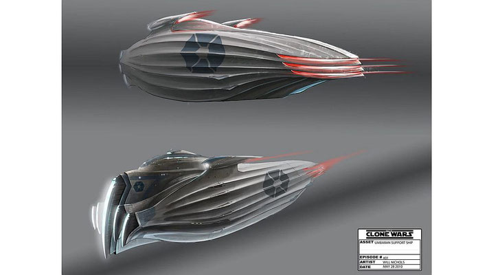 Umbaran Support Ship / Design (basiert auf einem ungenutzten Design für ein separatistisches Schiff für Episode III)