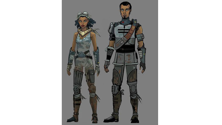 Steela und Saw Gerrera / Character Design und Illustrationen von Wayne Lo und Tara Rueping