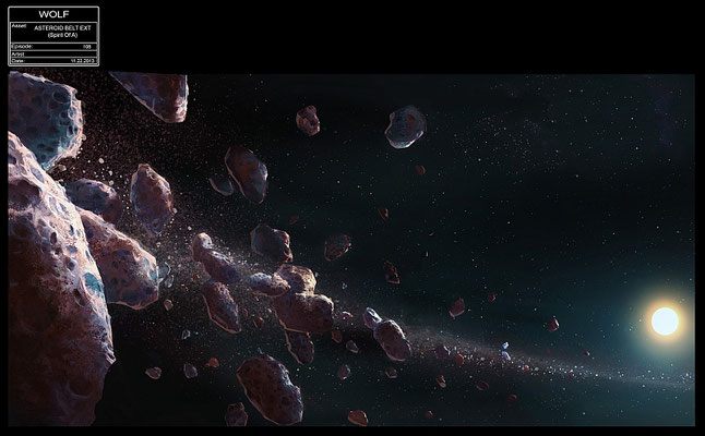 Asteroidengürtel Illustration Nahaufnahme