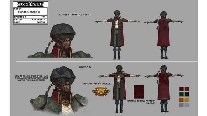 Hondo Ohnaka Charakter-Update / Vergleich Illustrationen von Killian Plunkett.